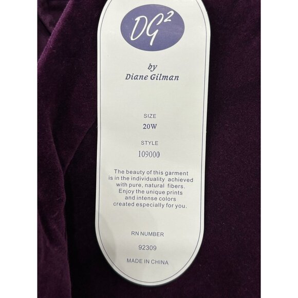 DG2 by Diane Gilman Flat Front Velvet Pants Purple Plus Size 20W Classic NWT - Picture 6 of 10